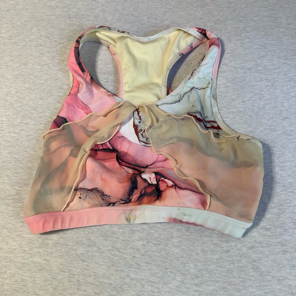 Bendy Brand Pastel River Marble Print Sports Bra